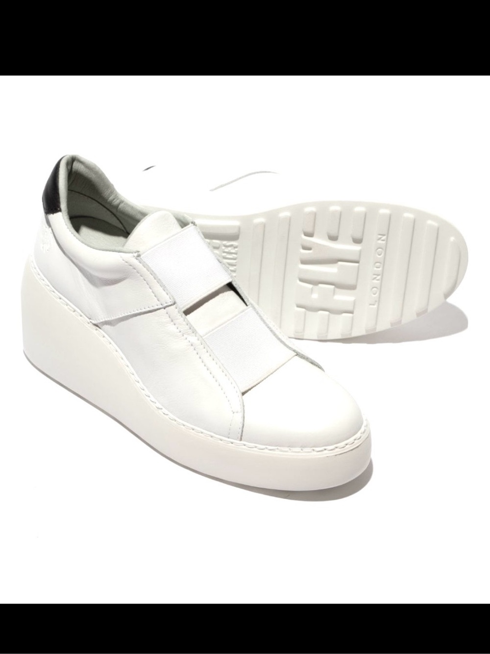 FLY London Dito White Leather Platform Wedge Sneakers NWT 39